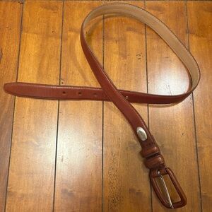 Calvin Klein Genuine Leather Belt Slim Tan Brown Dress Belt Minimalist Skinny